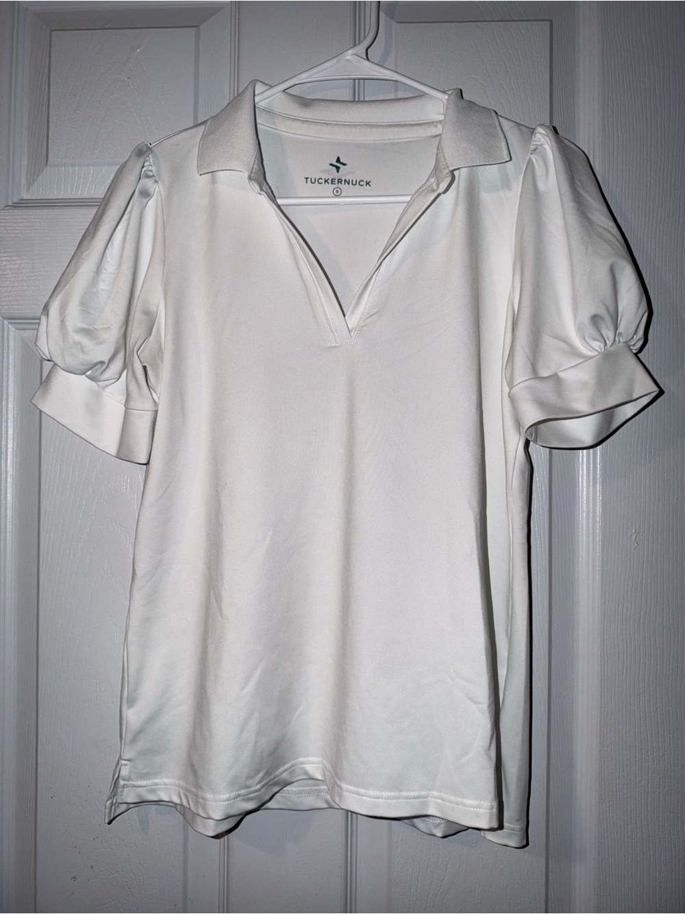 Tuckernuck Tnuck Sport White Puff Sleeve Performance Jersey Caroline Polo